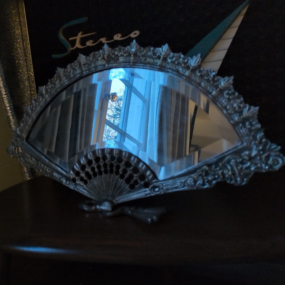 Vintage Brass Fan Mirror