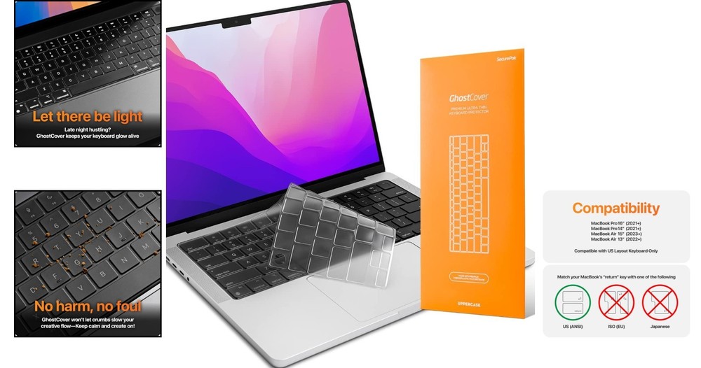 GhostCover Ultra Thin Keyboard Protector for MacBook Pro and Air