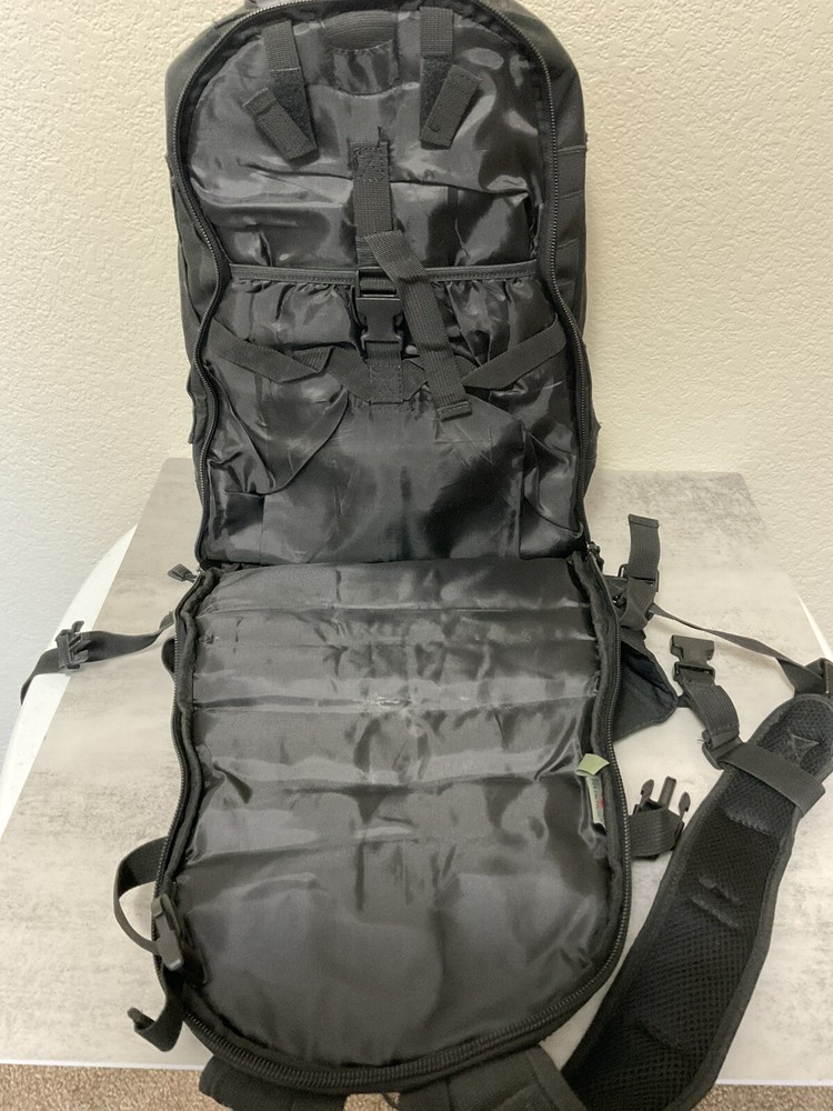 Fox Tactical Backpack Black Multi Compartments Hiking Outdoors - See Notes