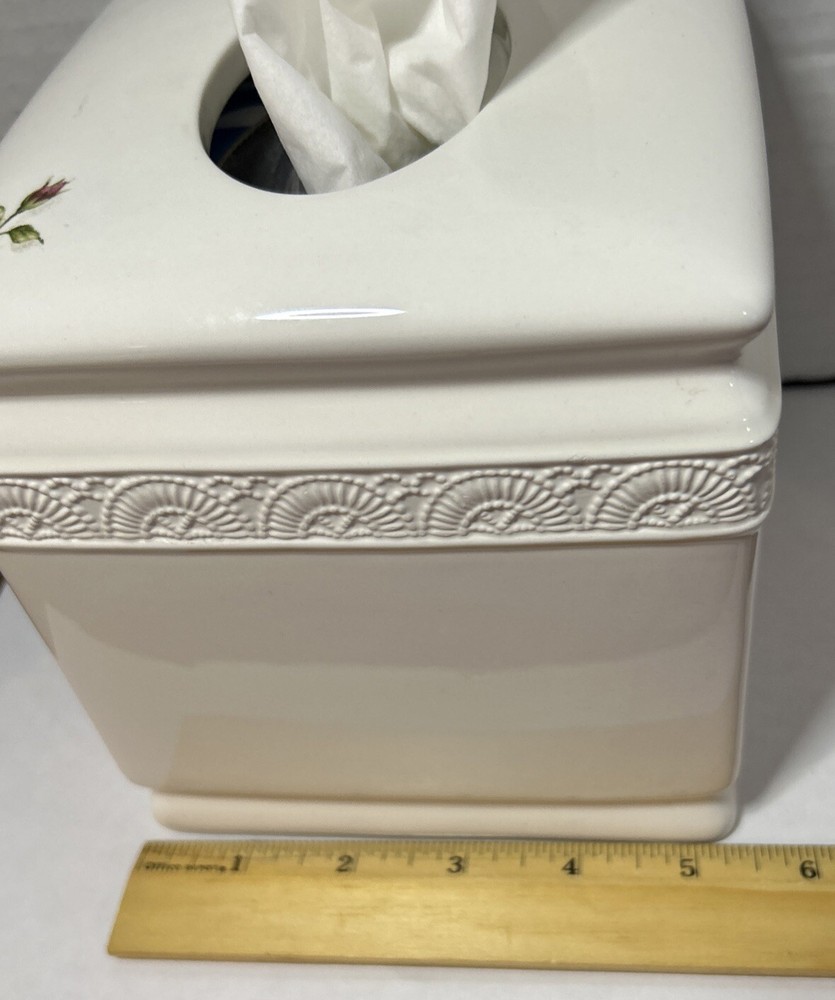CROSCILL CHAMBORD CERAMIC Rose TISSUE HOLDER