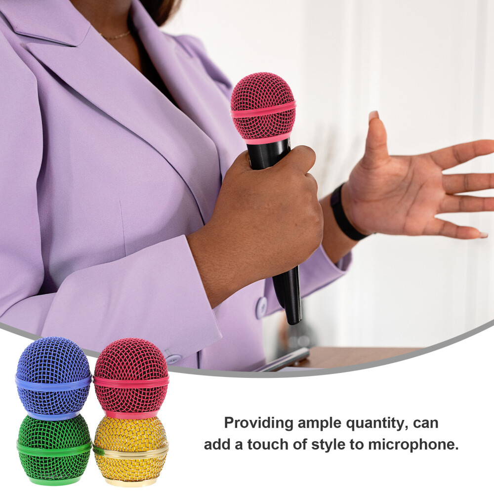 4 Pcs Microphone Mesh Grill Head Replace Microphones Grille Colored Accessories
