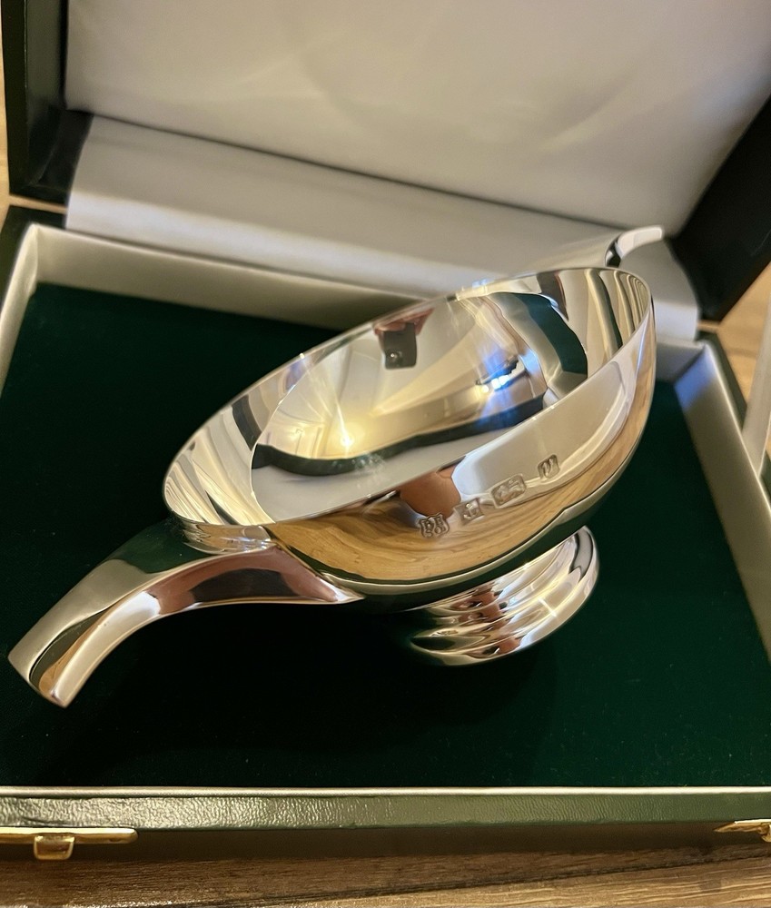 Solid Silver Large Heavy Quaich Bowl In Original Box