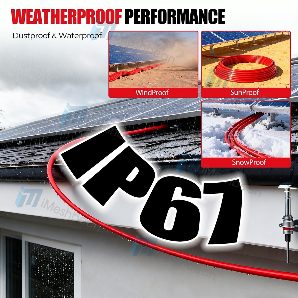 100ft Solar Panel Extension Cable 10AWG 6mm² Tinned Copper PV Cable Solar Wire