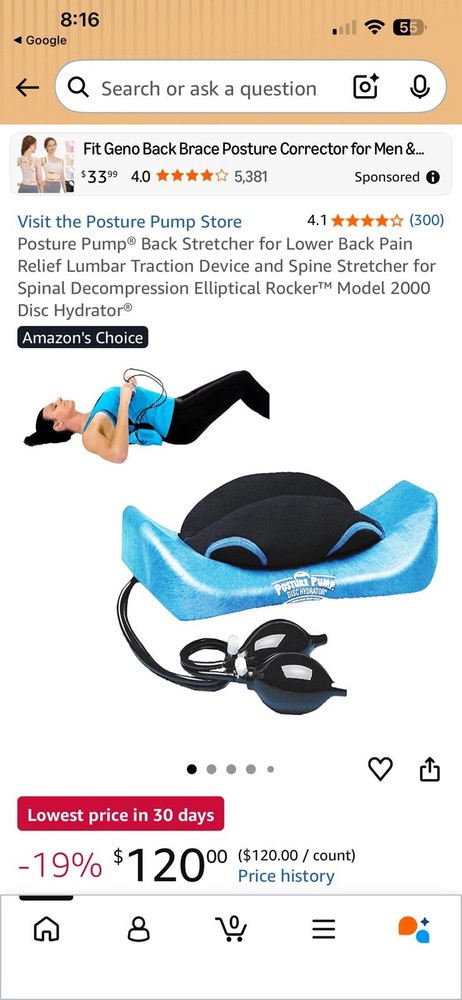Posture Pump 2000 Back Pump Elliptical Back Rocker