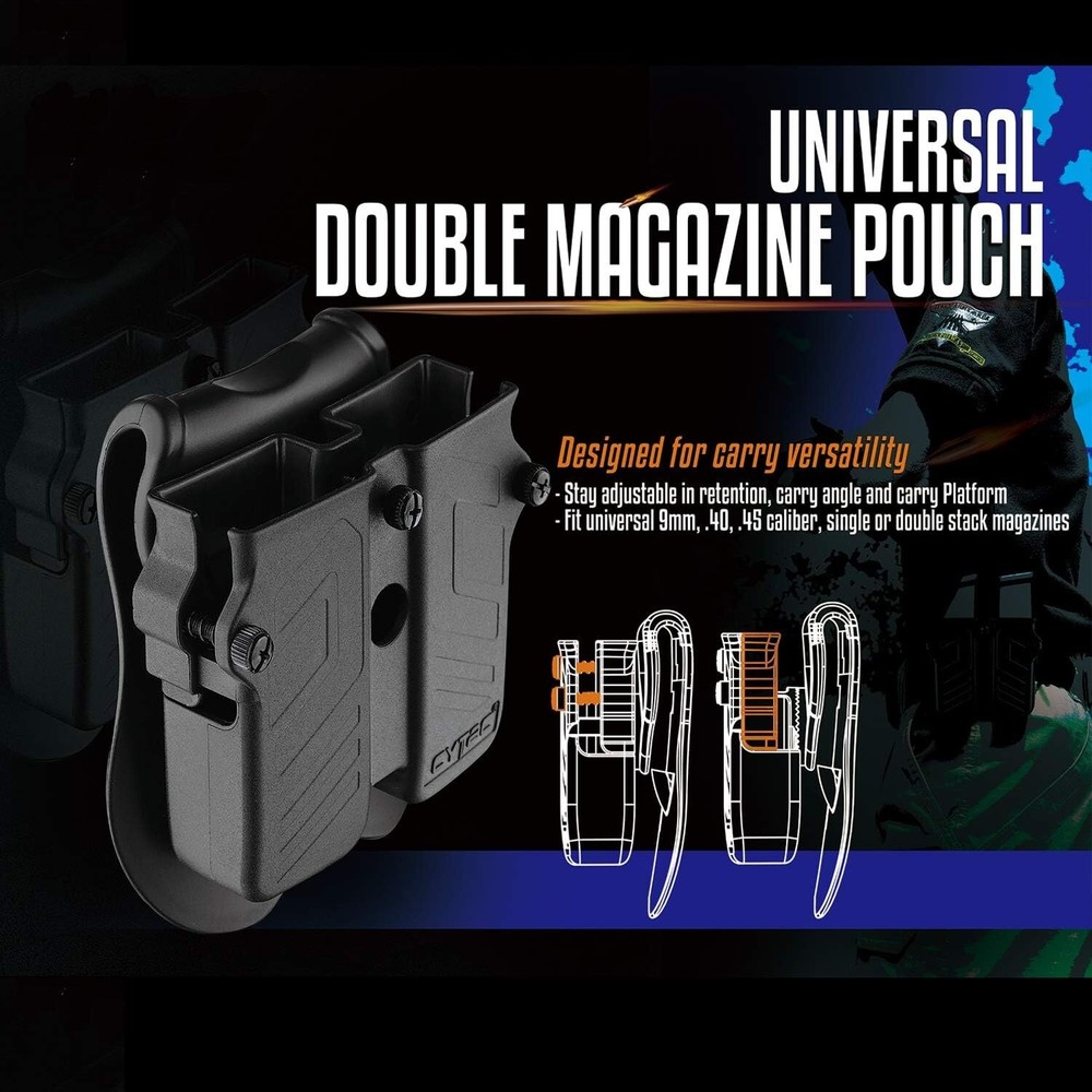 Compact Polymer Paddle Holster: Fits 9mm & .40 Caliber Dual Stack Magazines
