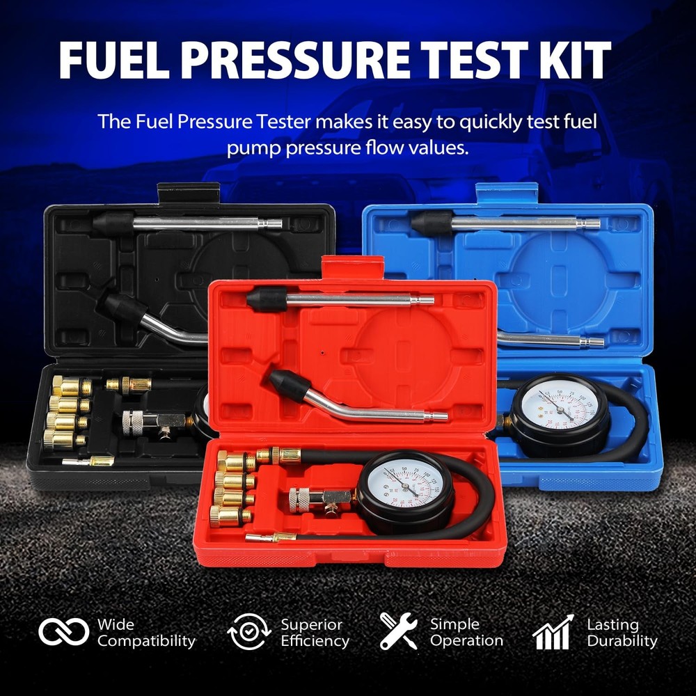 Compression Tester, 8pcs Engine Tester kit Professional 8pc-black