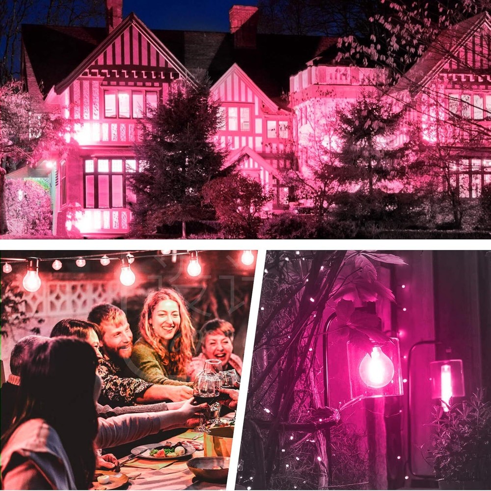 Pink Light Bulbs - [ 4 Pack ] - 9W（60W Equivalent） E26 Base LED Colored Light...