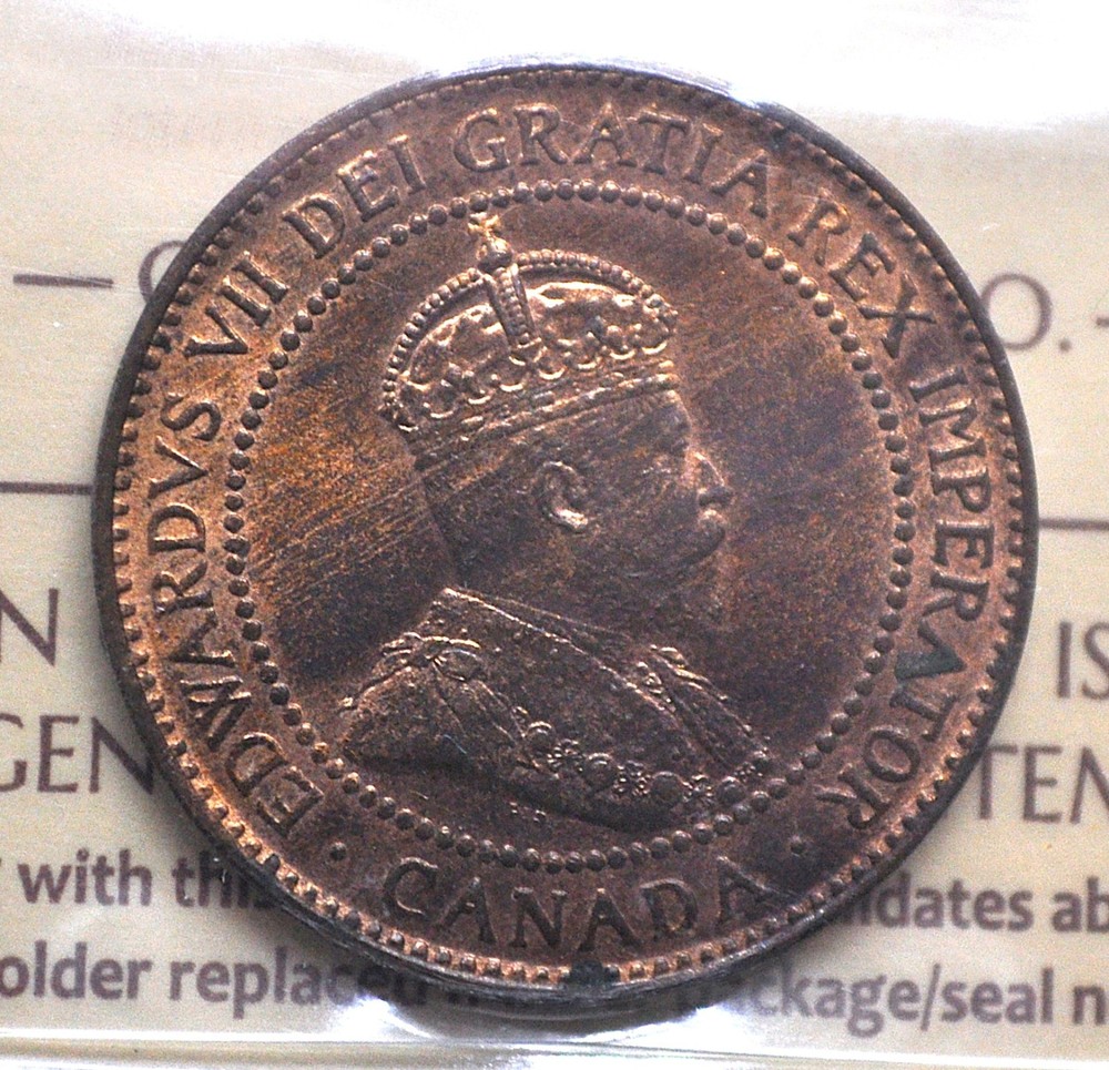 1908 Canada One Cent ICCS graded MS-63 rb