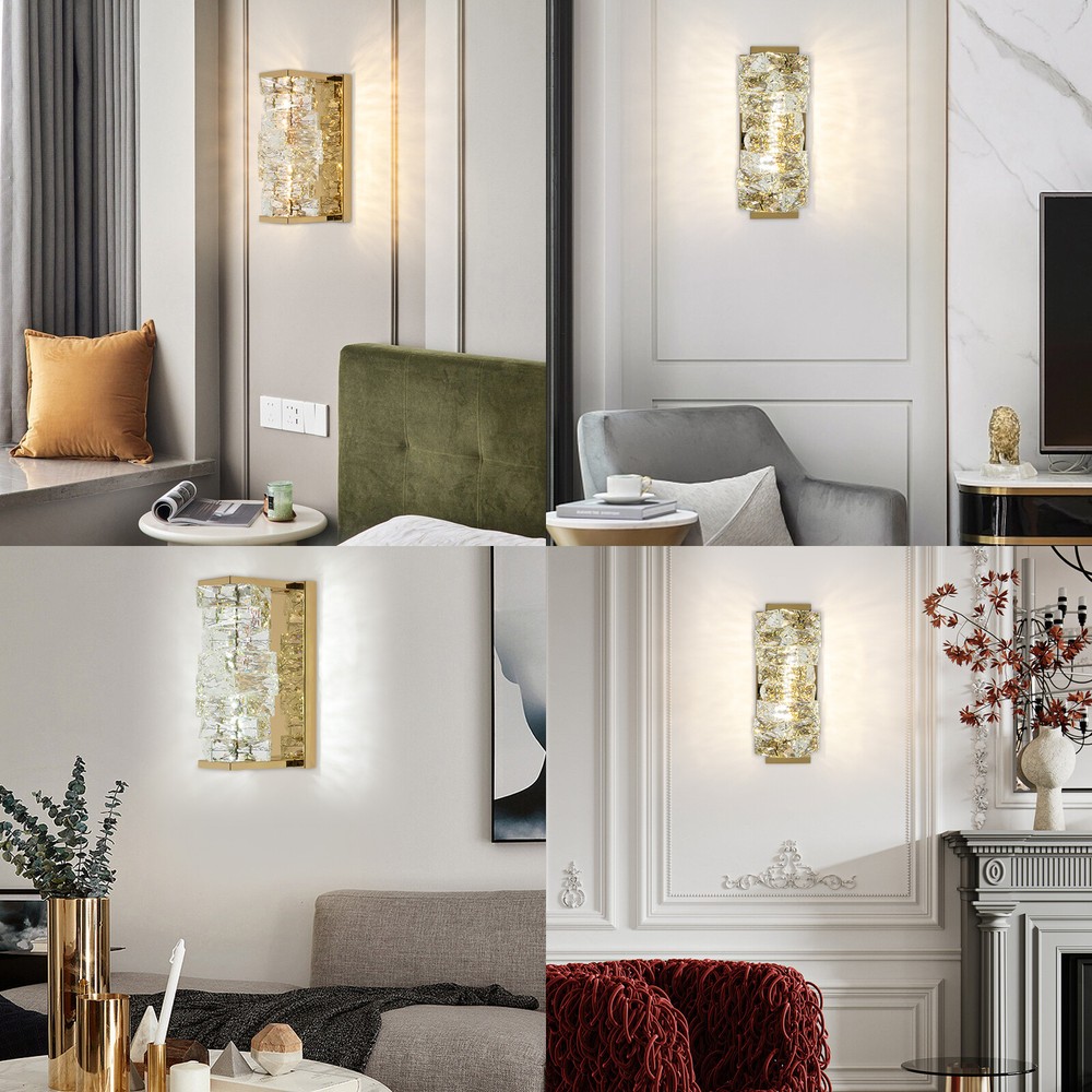 Modern Golden Crystal Wall Lamp with Adjustable LED Light Source