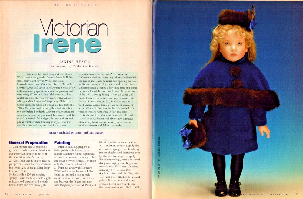 Doll Crafter Magazine July 2005 Pull Out Pattern Doll Costuming