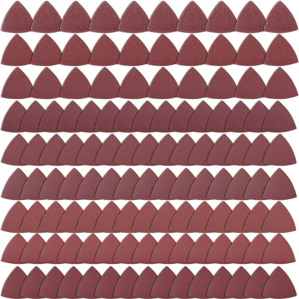 Durable Hook and Loop Triangular Sandpaper Set - 120 Sheets with Various Grits
