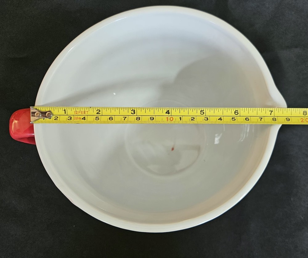 Mixing Bowl w/ Pour Spout and Handle 2 Quart Ceramic Red