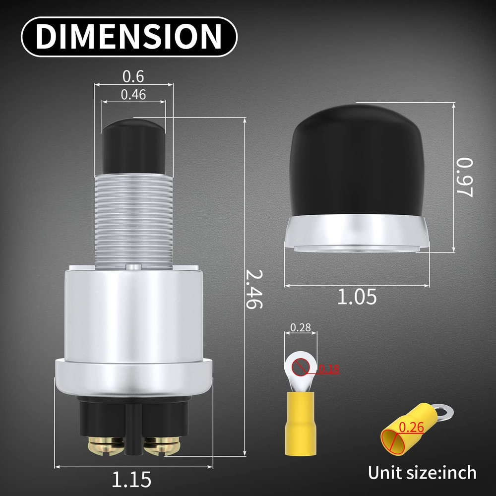 Push Start Button Switch 12V 50A Heavy Duty Momentary Push Button Switch Waterpr