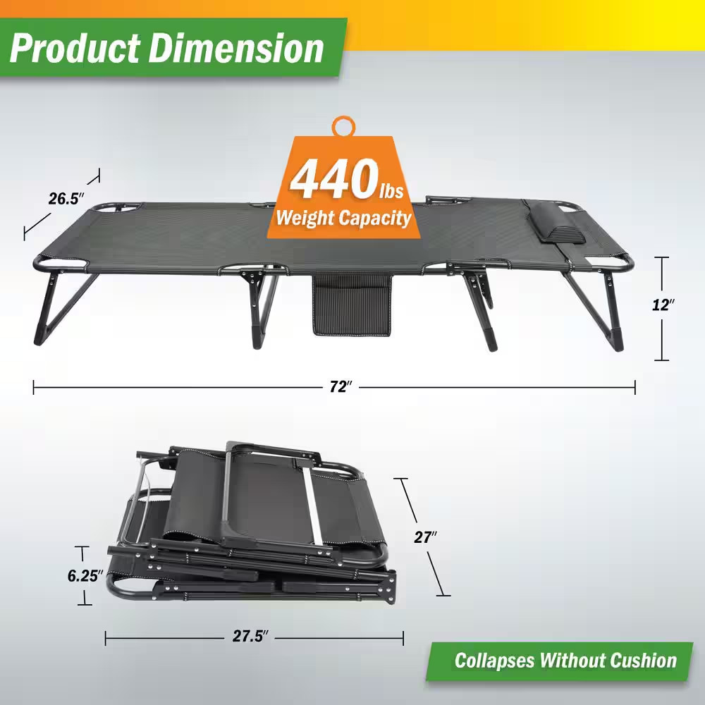 Camping Cot with Mattress, Navy