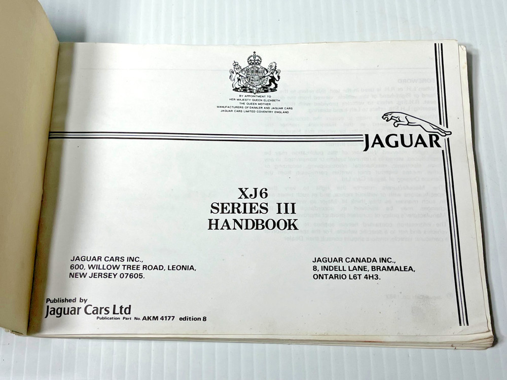 Jaguar XJ6 Series 3 Handbook