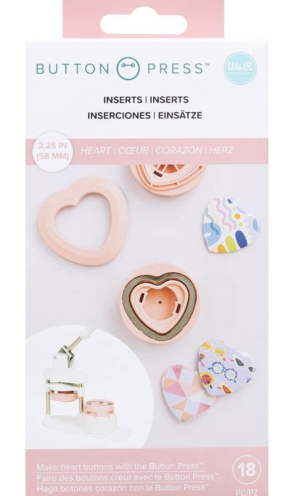 We R makers Button Press Insert Bundle 2 Puffy Sticker, 1 Heart Insert