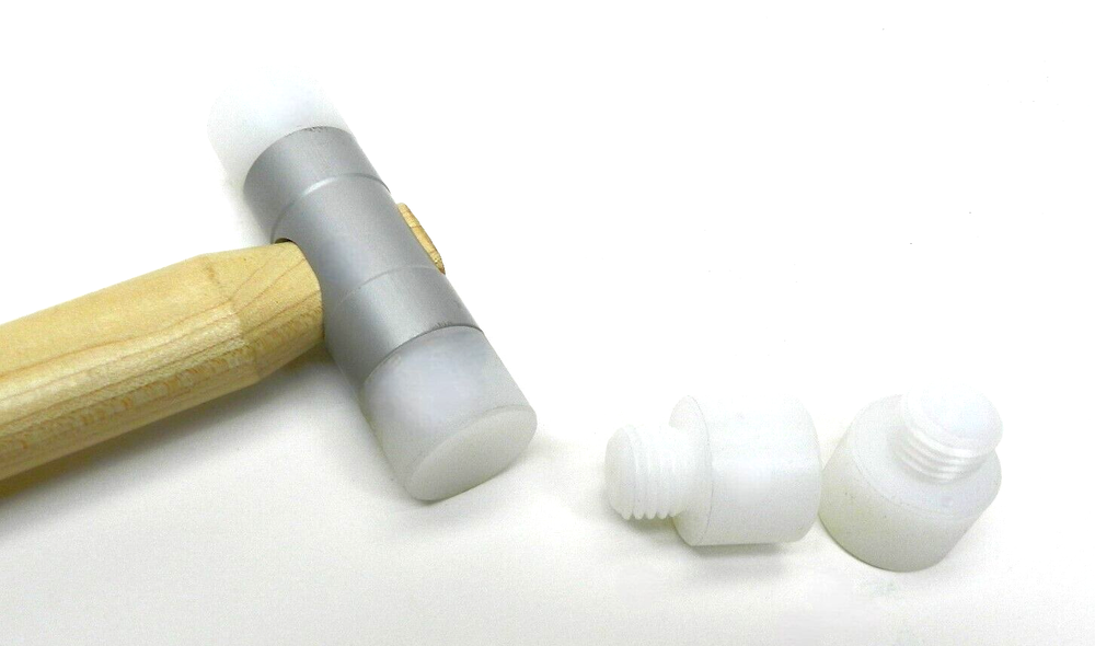 Nylon Hammer 1" Head Dual Face Plastic Mallet Ash Handle with 2 Additional Faces