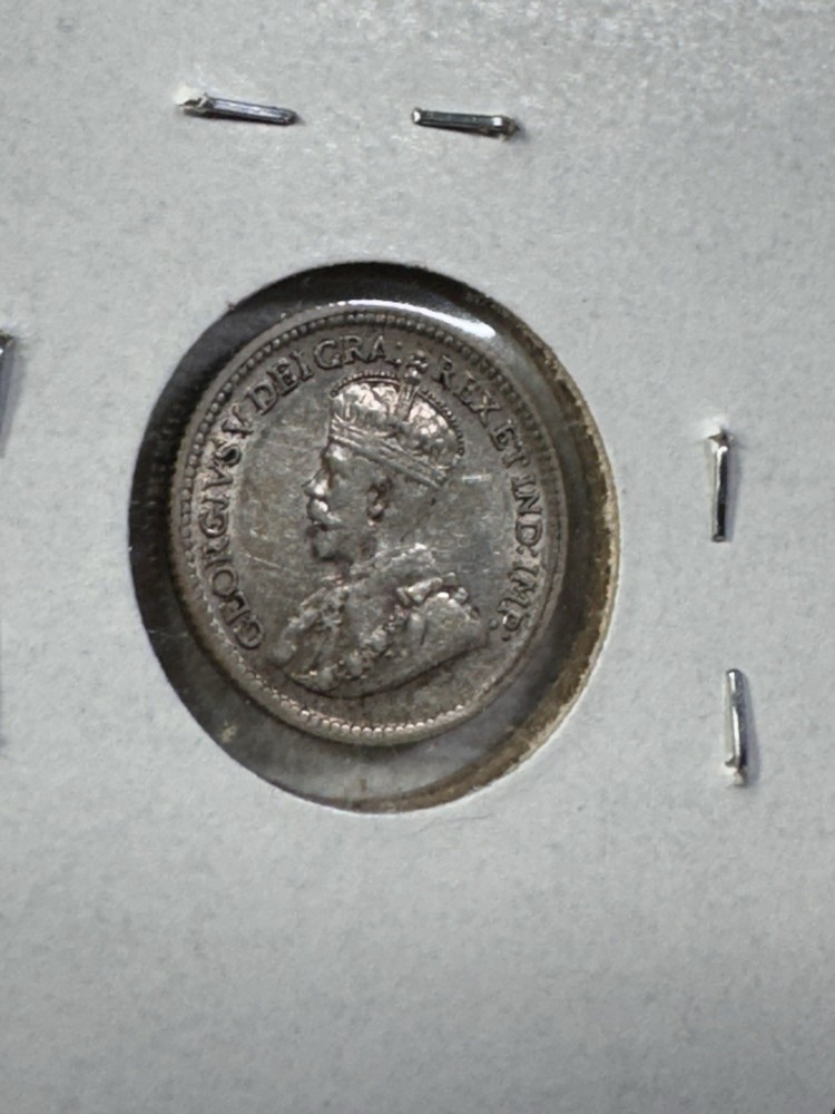 1917 Canada 5 Cents Small Silver Coin Cleaned