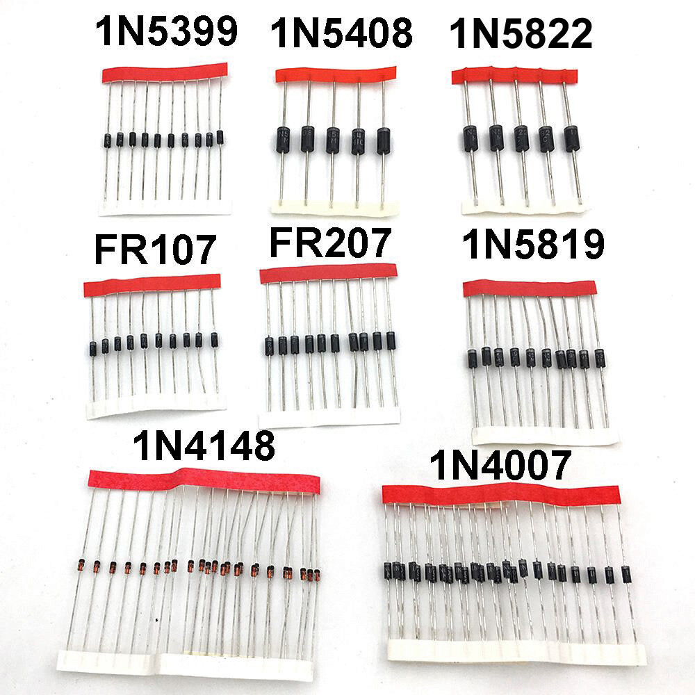 Schottky Rectifier & Switching Diode Assortment Kit - 100 Pieces, 8 Values