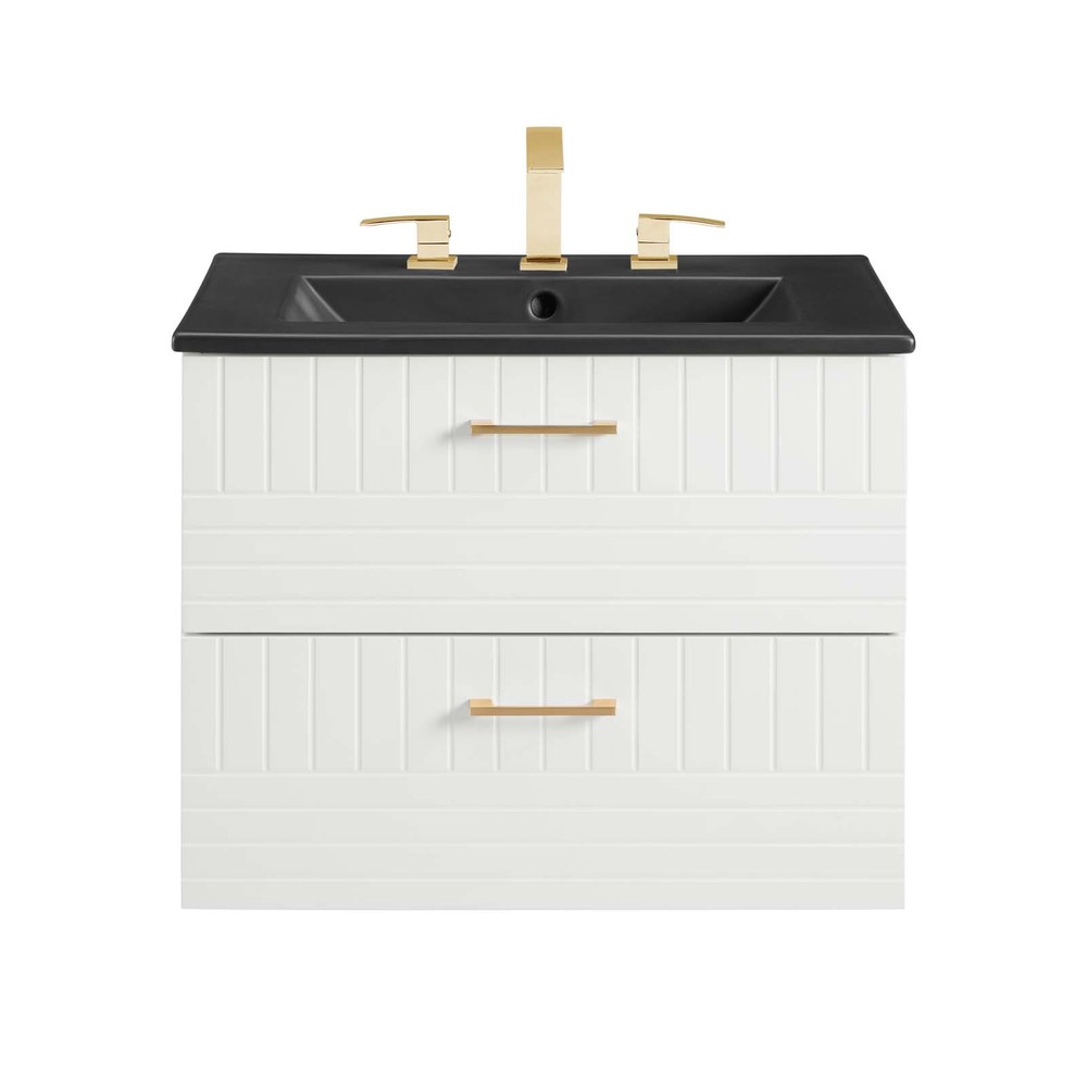 Modway Daybreak 24" Wall-Mount Bathroom Vanity in White Black