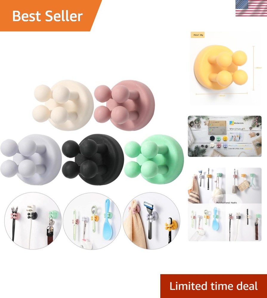 Multi-Function Silicone Toothbrush Holders - Easy Install Waterproof Wall Hooks