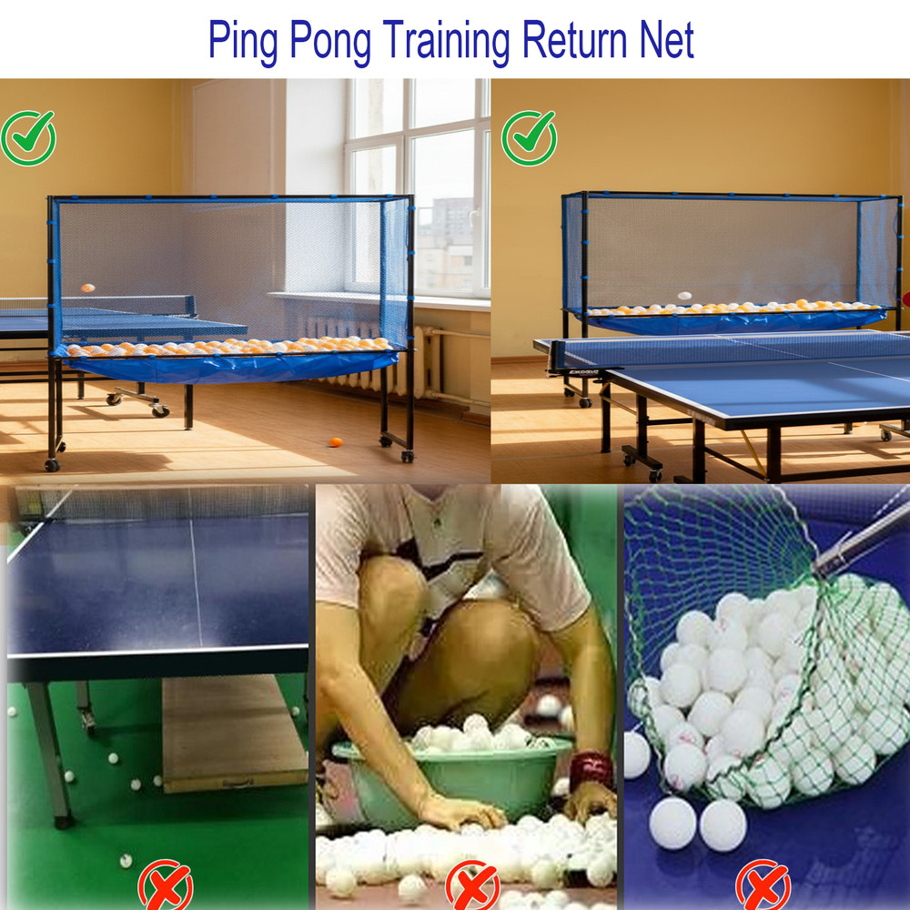 Table Tennis Catch Net with Wheels, Ping Pong Training Return Net for Practice