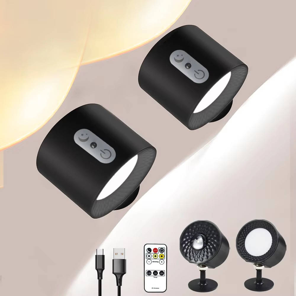 2-4 Pack LED Wall Night Light 360° Adjustable Rechargeable Home w/Remote Control