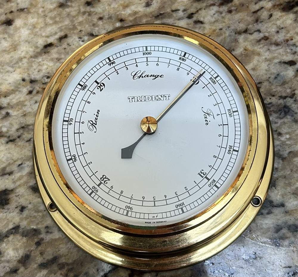 Brass Trident Barometer Vintage Made In Germany