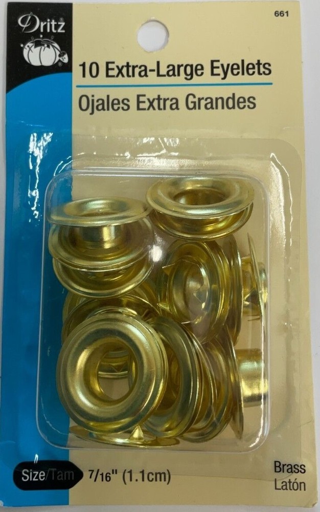 DRITZ #661 BRASS EXTRA-LARGE EYELETS 7/16"--(10PCS)