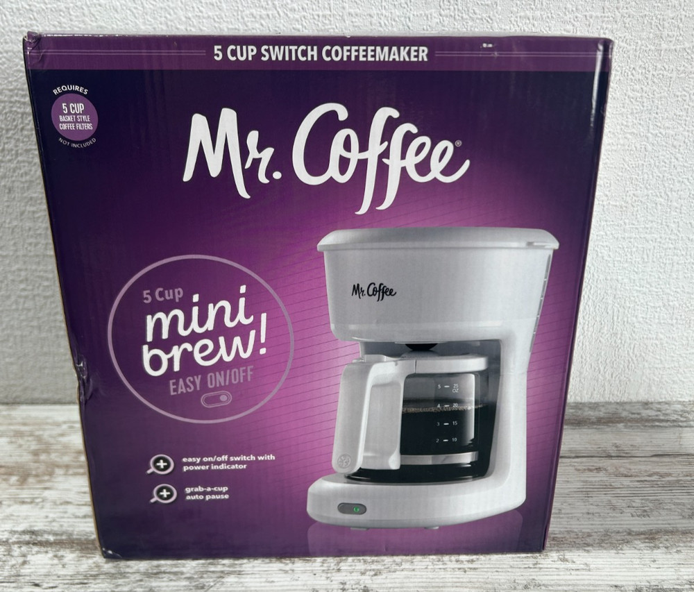 NEW | Mr. Coffee Mo. 2134286  5-Cup Mini Brew Switch Maker White 5-Cup Compact