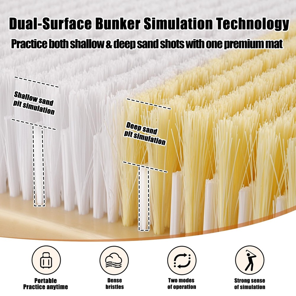 Golf Bunker Practice Mat – Dual Sand Trap Trainer with Shallow & Deep Pit Sim...
