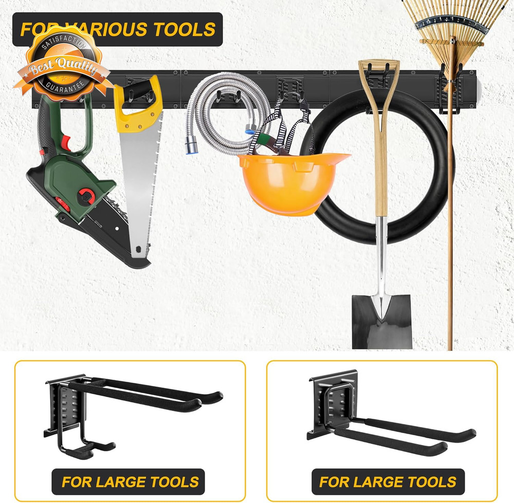 Garage Wall Tool Rack Heavy Duty Organizer Adjustable Hooks Storage 9Pcs