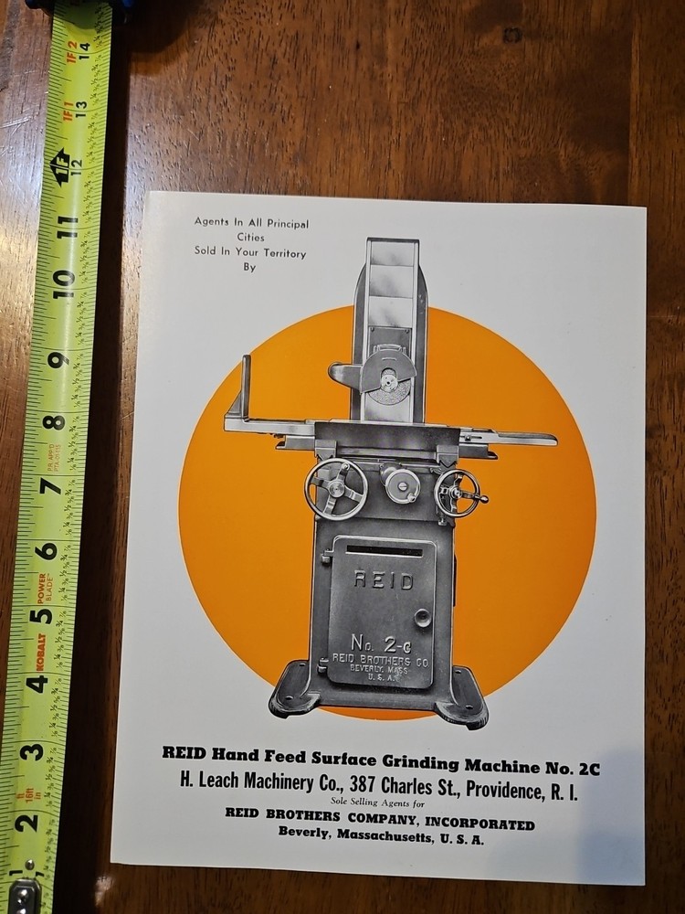 REID PRECISION GRINDERS MODEL 2-C SHEET