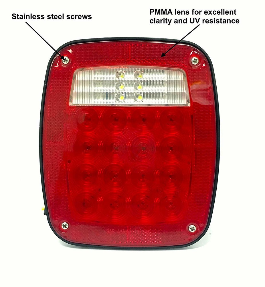 2 Pack Universal Square 12V Combination 38 LED Signal Tail Light DOT trailer