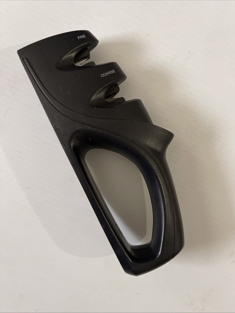 2 Stage Coarse Fine Ceramic Hand Held Knife Black Sharpener