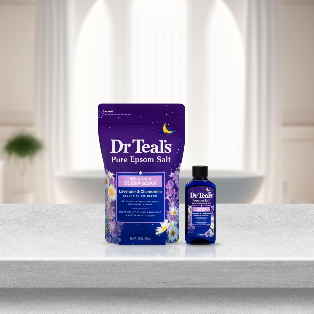 Dr Teal's Melatonin Essential Oils Bath Sampler Set Epsom Salt Foaming Bath