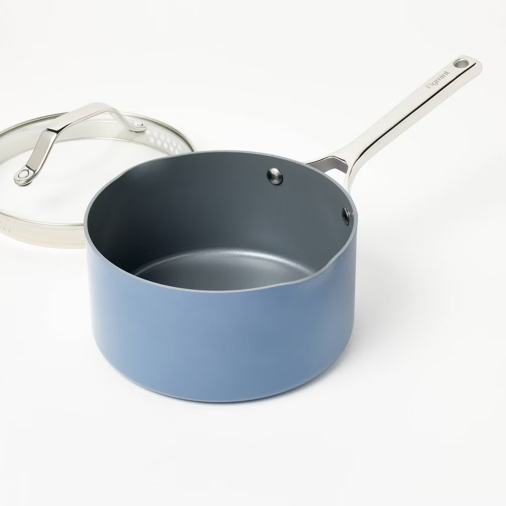 3qt Ceramic Nonstick Saucepan Blue - Figmint