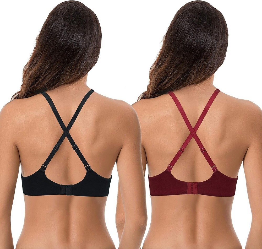 Curve Muse Push-Up Convertible Bra 48B 2-Pack Padded Underwire Multiway Strap