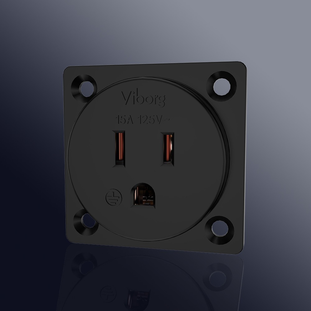 Viborg Pure Copper US Panel mounted receptacle 120V 15A US Socket