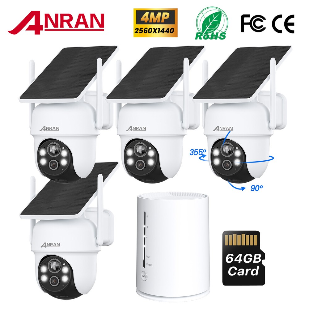 ANRAN Solar Wireless Security Camera System Battery Powered 4K Spotlight+64GB