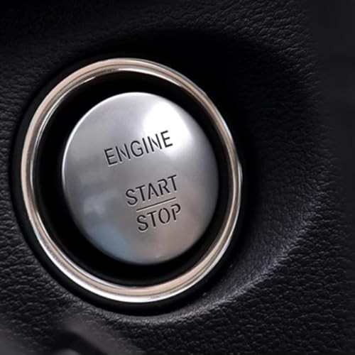Car Keyless Start Stop Push Button Engine Ignition Switch Cover Silver