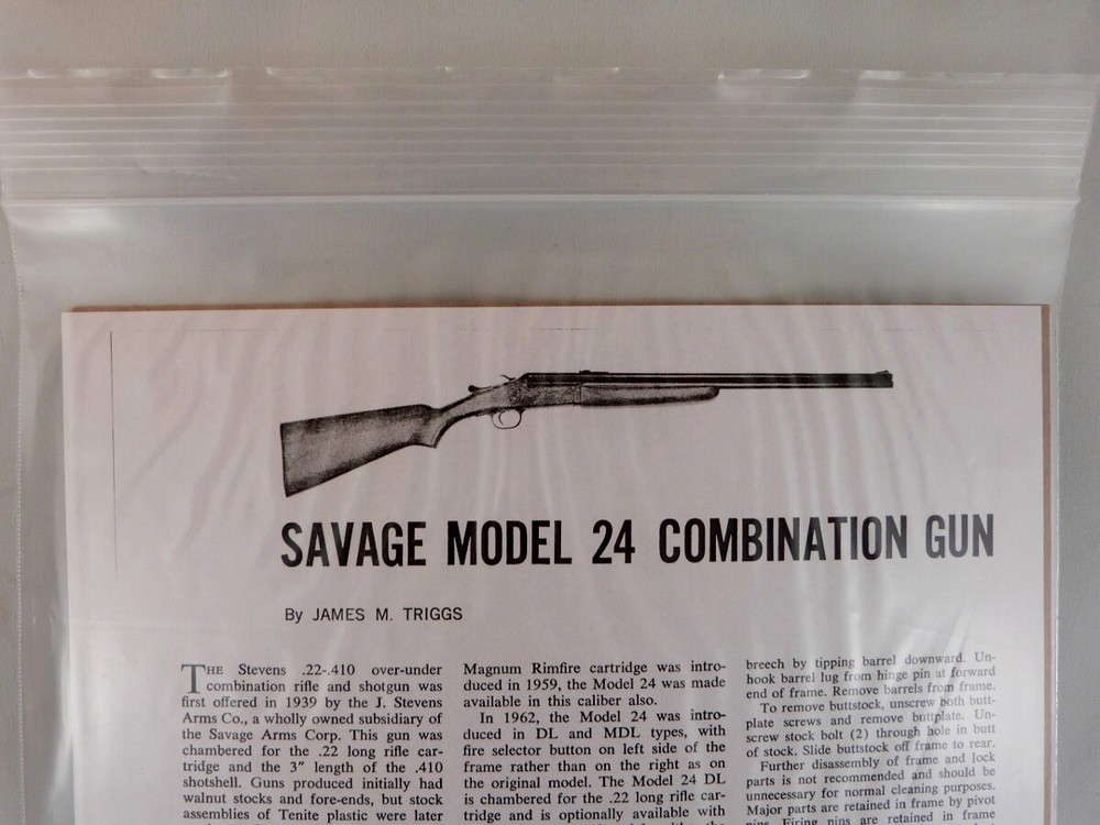 SAVAGE MODEL 24 COMBINATION GUN BREAK DOWN INSTRUCTION KIT