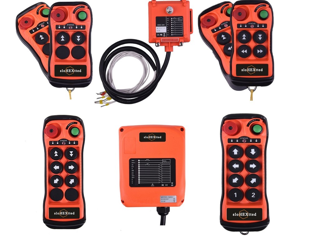 Industrial Wireless Overhead Crane Remote Control Kit - 2 Button 12V/24V Transmi