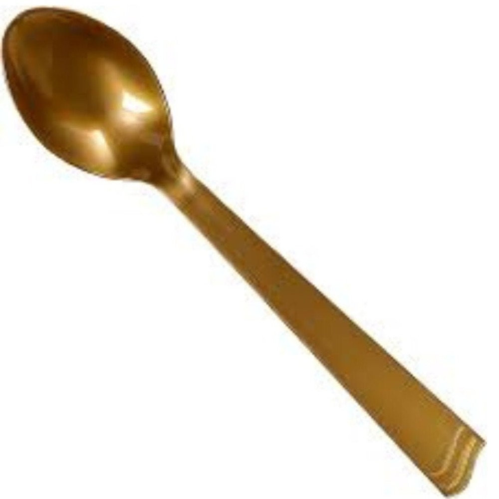 Disposable Gold Plastic 10" Serving Spoons - 2 Pack