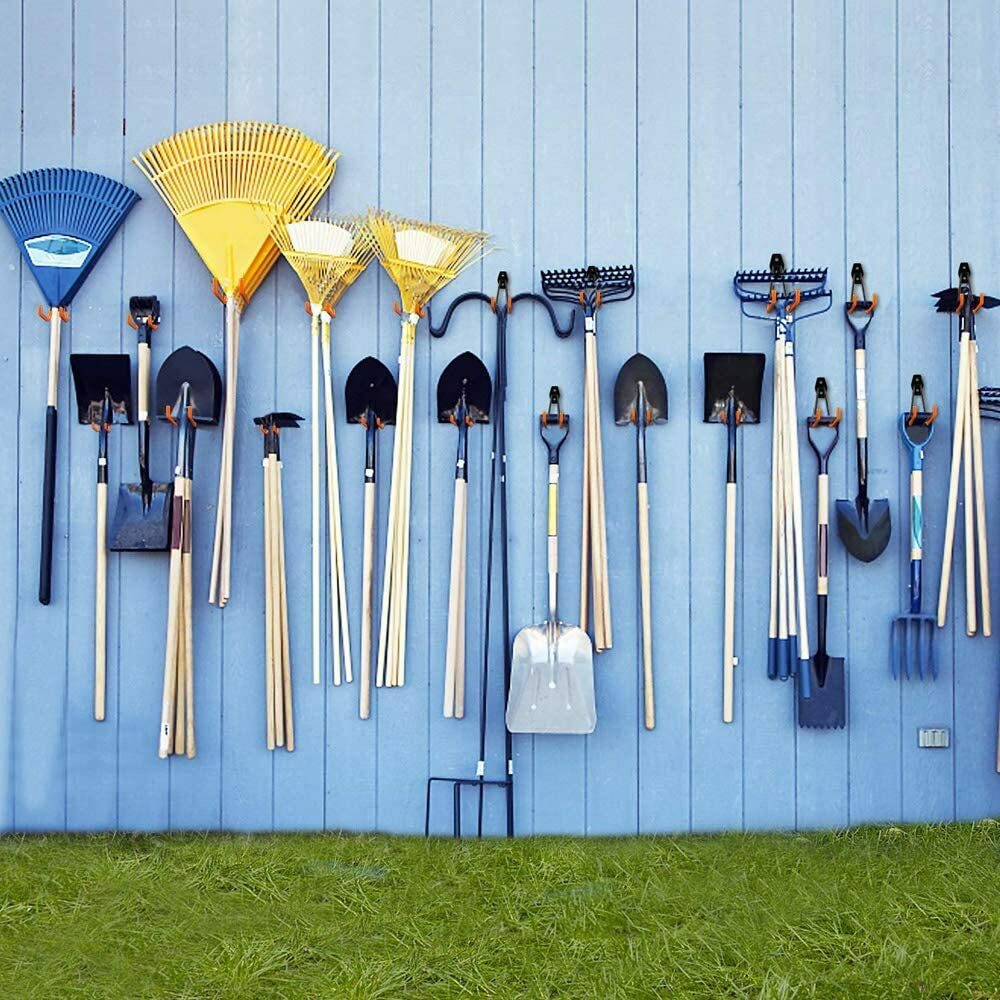 12 Pack Garage Tool Organizer Wall Mount Hooks Adjust Storage Holders Garden
