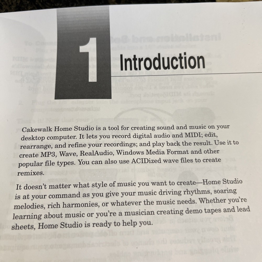 Home Studio Digital Recording Editing Booklet Manual Cakewalk 2004 Computer Edit