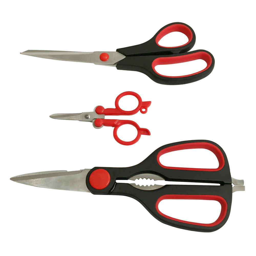3 Pc Assorted Scissors Set Kitchen Scissors Mini Foldable Scissors