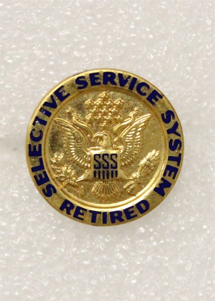 Veteran's Lapel pin 3264: "Selective Service System Retired" - screw back