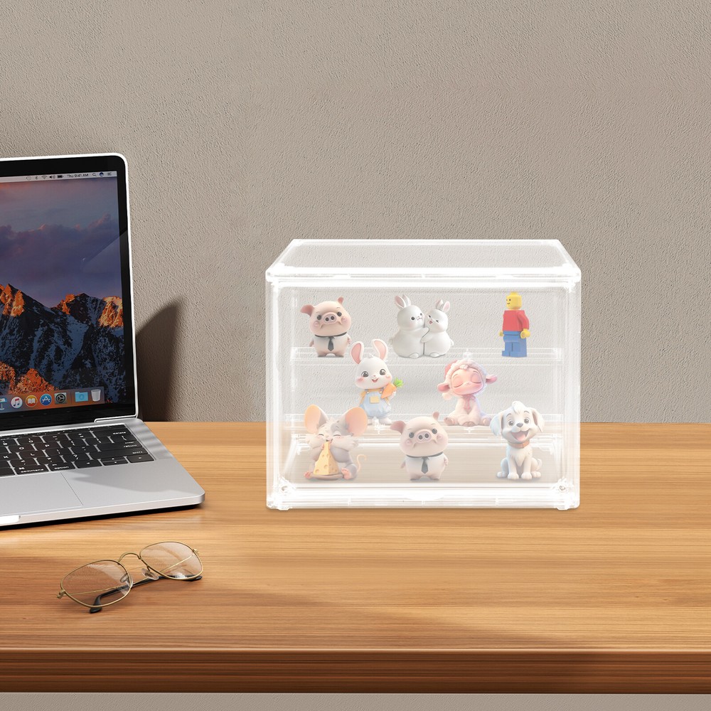 Step-layering Clear Display Case PET Tabletop Storage Box Figurines Display Box