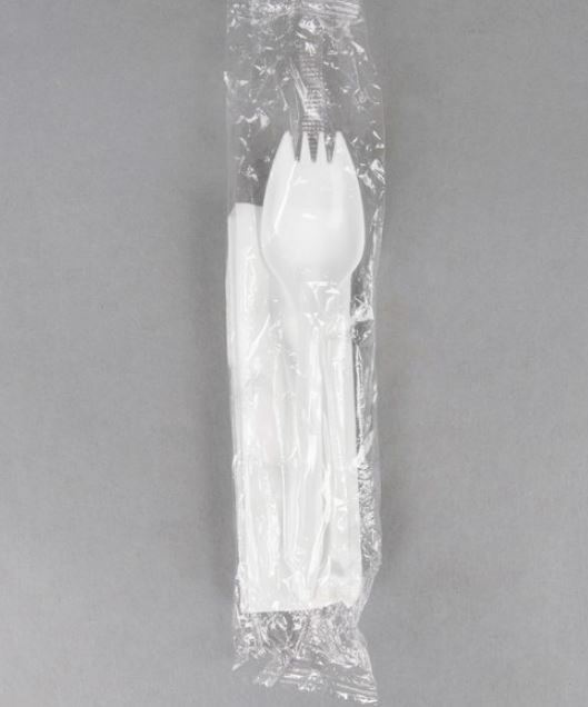 Individually Wrapped Medium Weight White Plastic Spork - 50 Pack